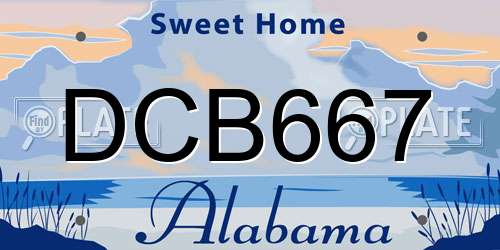 DCB667 Alabama License Plate