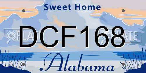 DCF168 Alabama License Plate