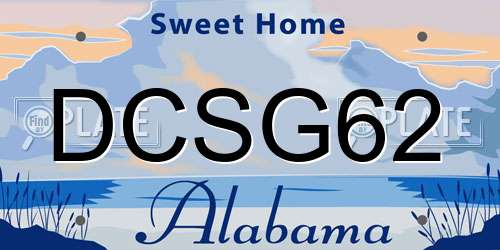 DCSG62 Alabama License Plate