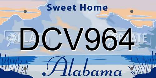 DCV964 Alabama License Plate