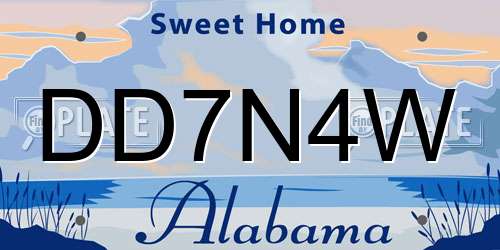 DD7N4W Alabama License Plate