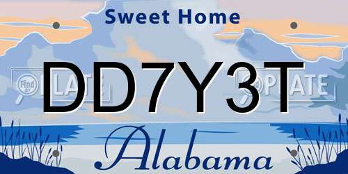 DD7Y3T Alabama License Plate