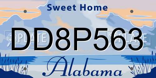 DD8P563 Alabama License Plate