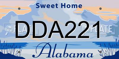 DDA221 Alabama License Plate