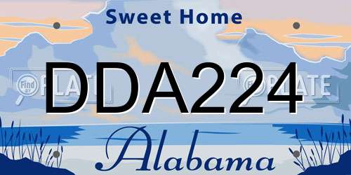 DDA224 Alabama License Plate
