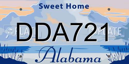 DDA721 Alabama License Plate