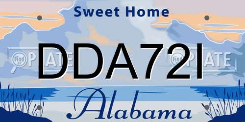 DDA72I Alabama License Plate