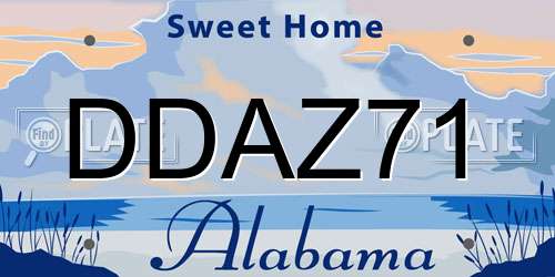 DDAZ71 Alabama License Plate