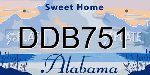 DDB751 Alabama License Plate