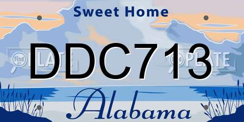DDC713 Alabama License Plate