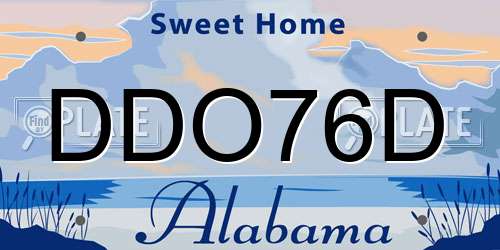 DDO76D Alabama License Plate