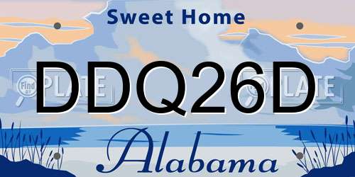 DDQ26D Alabama License Plate