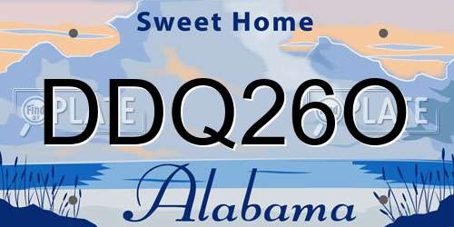 DDQ26O Alabama License Plate