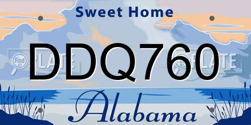 DDQ760 Alabama License Plate