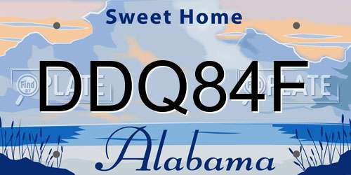 DDQ84F Alabama License Plate