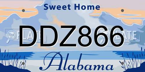 DDZ866 Alabama License Plate