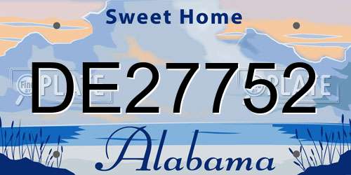 DE27752 Alabama License Plate