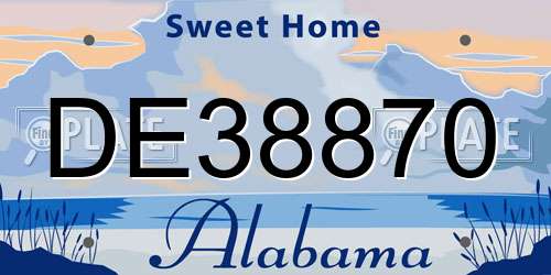 DE38870 Alabama License Plate