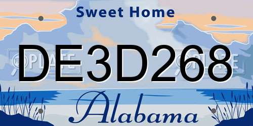 DE3D268 Alabama License Plate