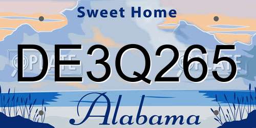 DE3Q265 Alabama License Plate