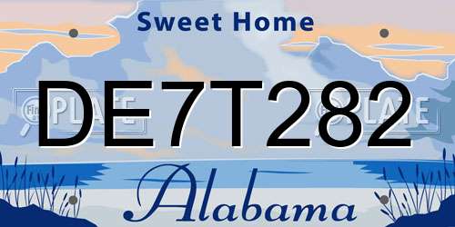 DE7T282 Alabama License Plate