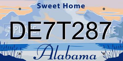 DE7T287 Alabama License Plate
