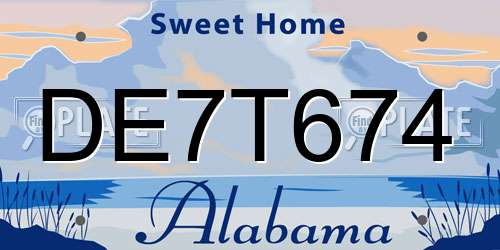 DE7T674 Alabama License Plate