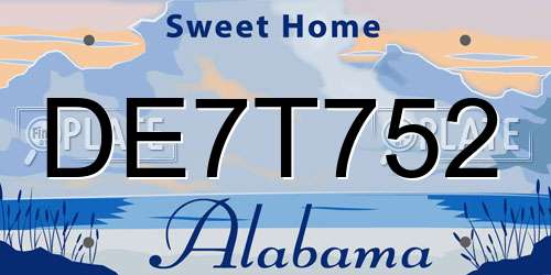 DE7T752 Alabama License Plate