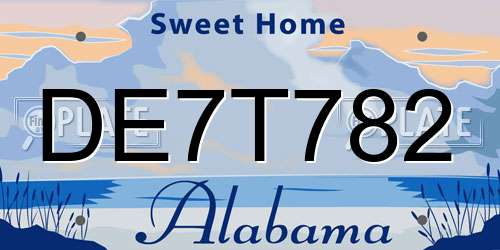 DE7T782 Alabama License Plate