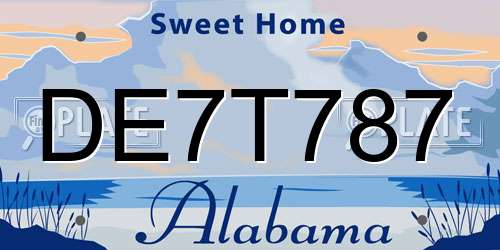 DE7T787 Alabama License Plate