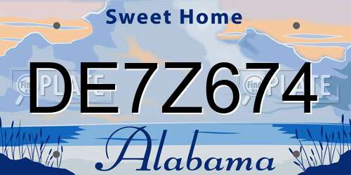 DE7Z674 Alabama License Plate
