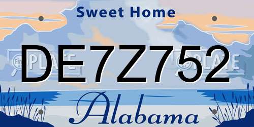 DE7Z752 Alabama License Plate