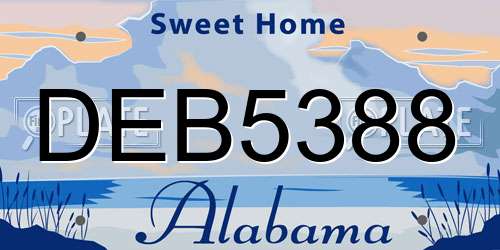 DEB5388 Alabama License Plate