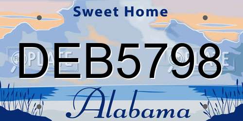 DEB5798 Alabama License Plate