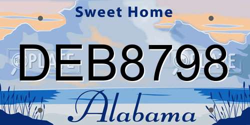 DEB8798 Alabama License Plate