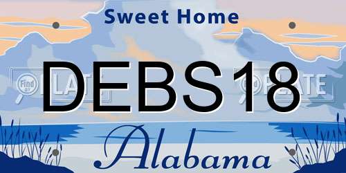 DEBS18 Alabama License Plate