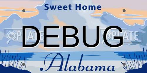 DEBUG Alabama License Plate