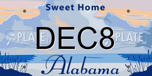 DEC8 Alabama License Plate