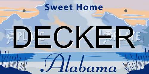 DECKER Alabama License Plate