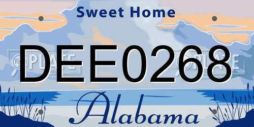 DEE0268 Alabama License Plate