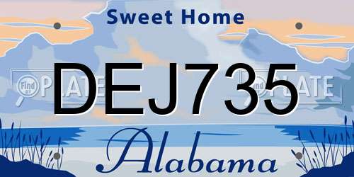 DEJ735 Alabama License Plate