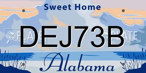 DEJ73B Alabama License Plate
