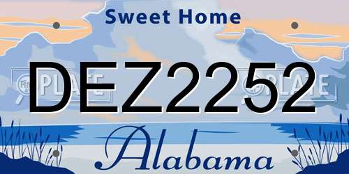 DEZ2252 Alabama License Plate