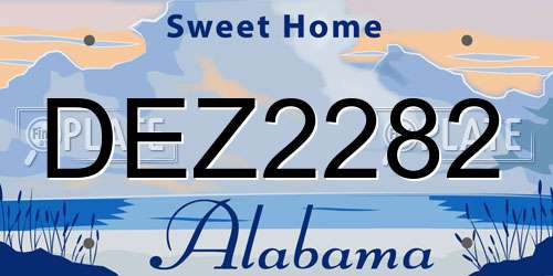 DEZ2282 Alabama License Plate