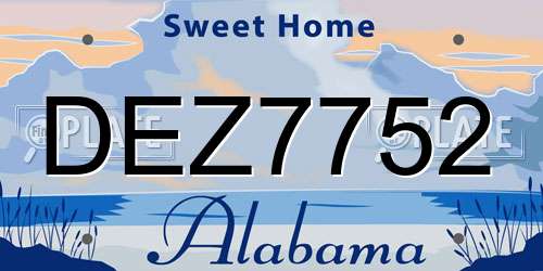 DEZ7752 Alabama License Plate