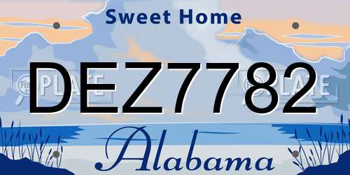 DEZ7782 Alabama License Plate