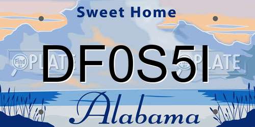 DF0S5I Alabama License Plate