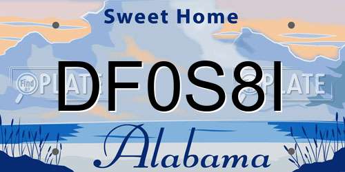 DF0S8I Alabama License Plate