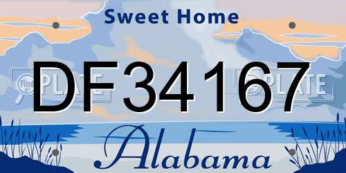 DF34167 Alabama License Plate