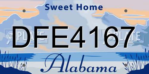 DFE4167 Alabama License Plate